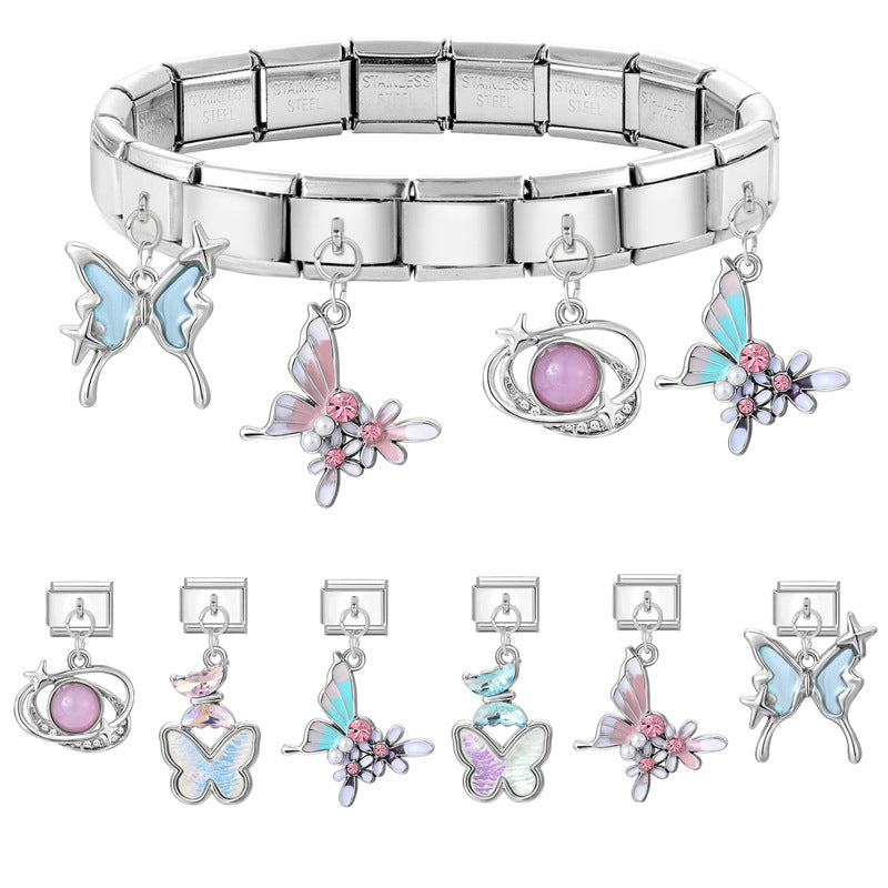 Wholesale Italian Charm Bracelet 9mm DIY Splicing Creative Pendant Stainless Steel Composable Bracelet