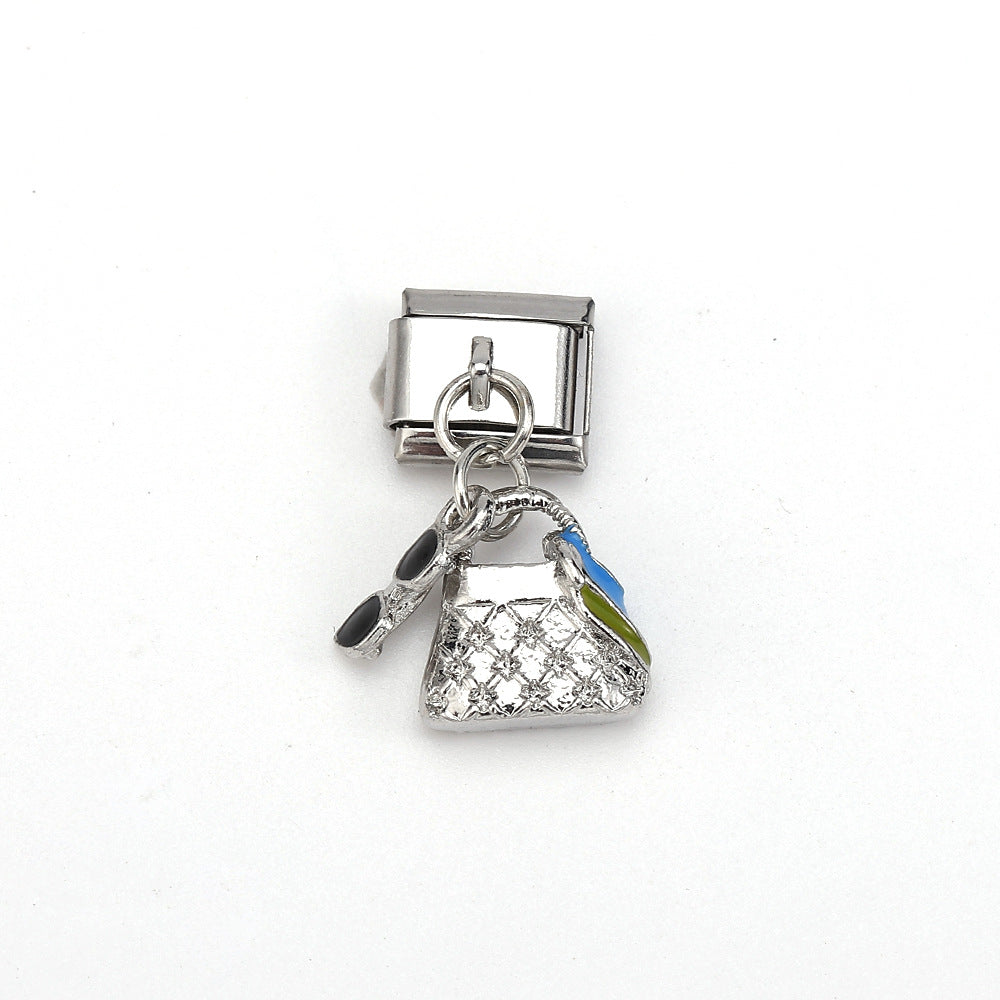 Wholesale 5pcs Italian Charm Bracelet 9mm DIY Splicing Colorful Pendant Stainless Steel Composable Bracelet