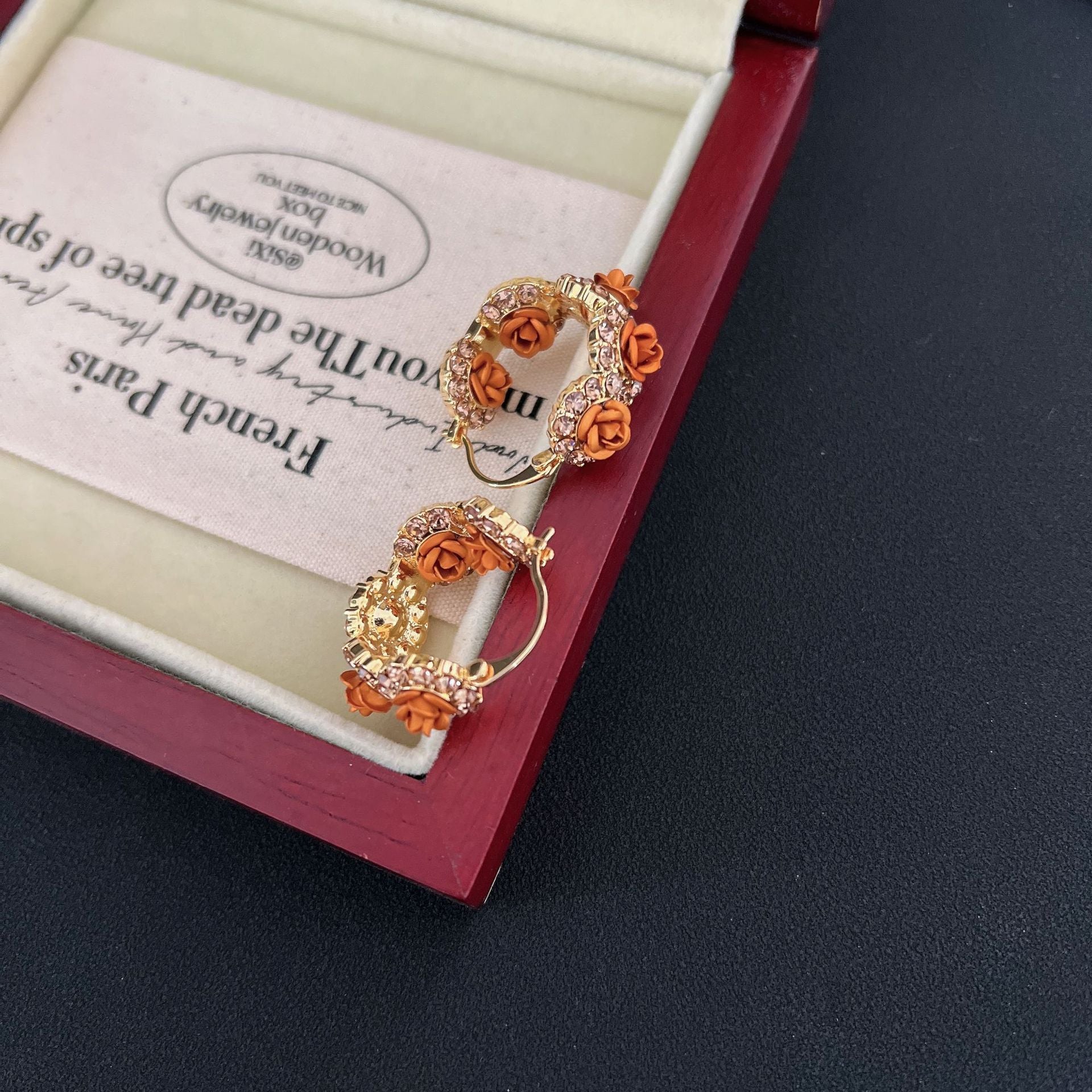 Wholesale Light Luxury Rose Zircon Earrings ACC-ES-ZhiRui002