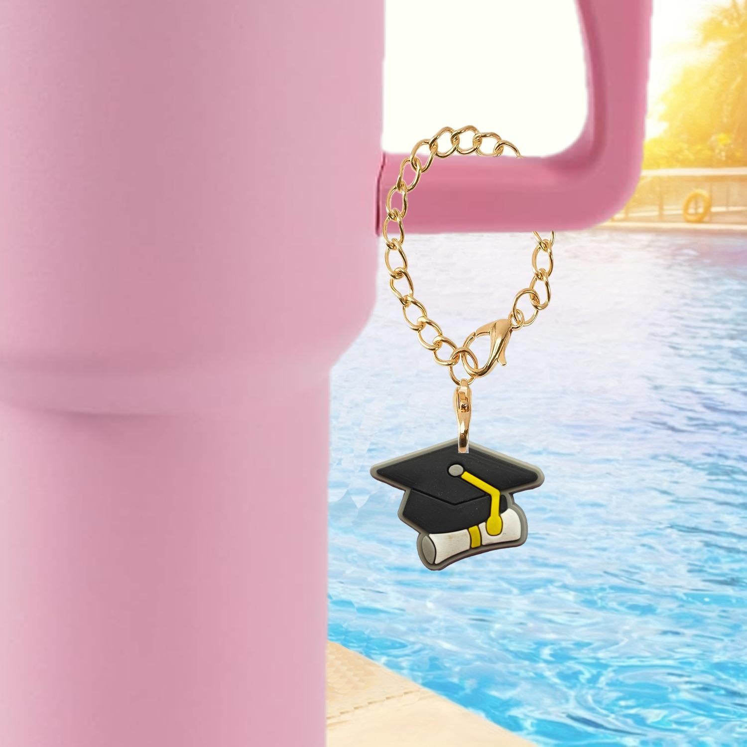 Wholesale Graduation Season Soft Rubber Hanging Chain Cup Accessories Chain ACC-CA-XieJi004