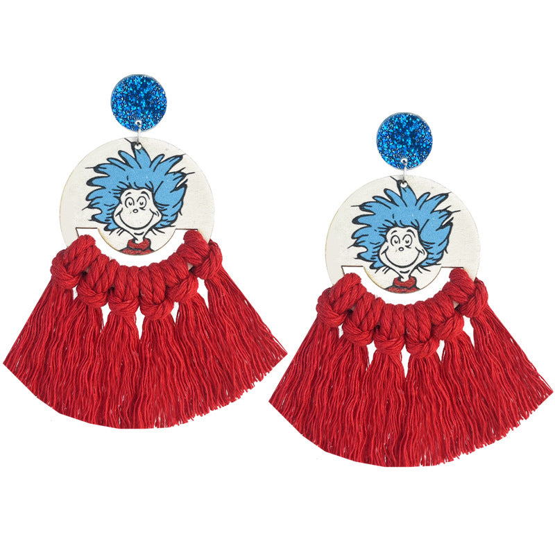 Wholesale 2 Pairs/pack Rainbow Color Teacher Letter English Math Earrings ACC-ES-HY215