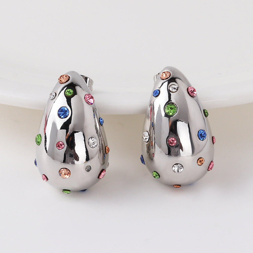 Wholesale Hollow Water Drop Titanium Steel Earrings ACC-ES-QianHui001