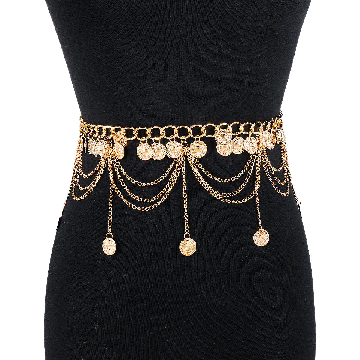 Wholesale  chain personality geometric metal texture waist chain