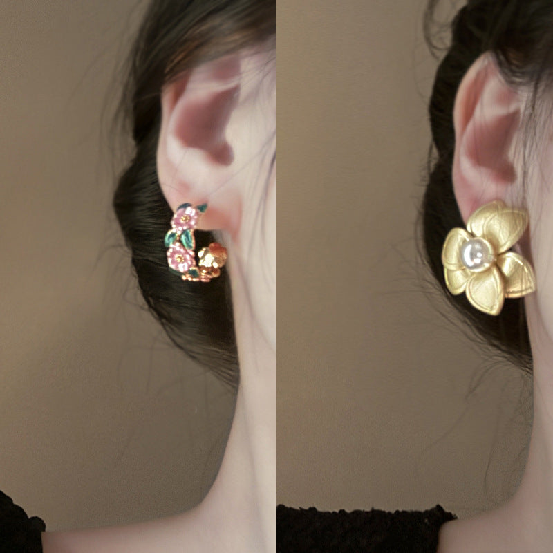 Wholesale Metal Style Pearl Butterfly Flower Tassel Earrings ACC-ES-Fengm001