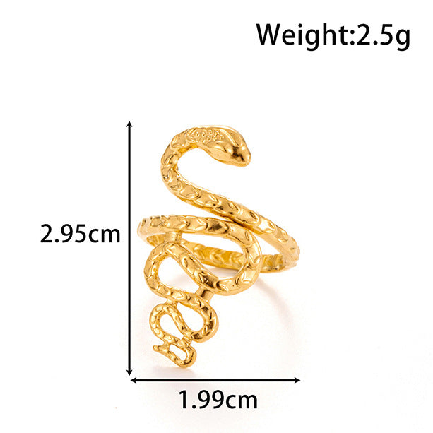 Wholesale  Snake Love Vintage Titanium Steel Opening Adjustable Ring