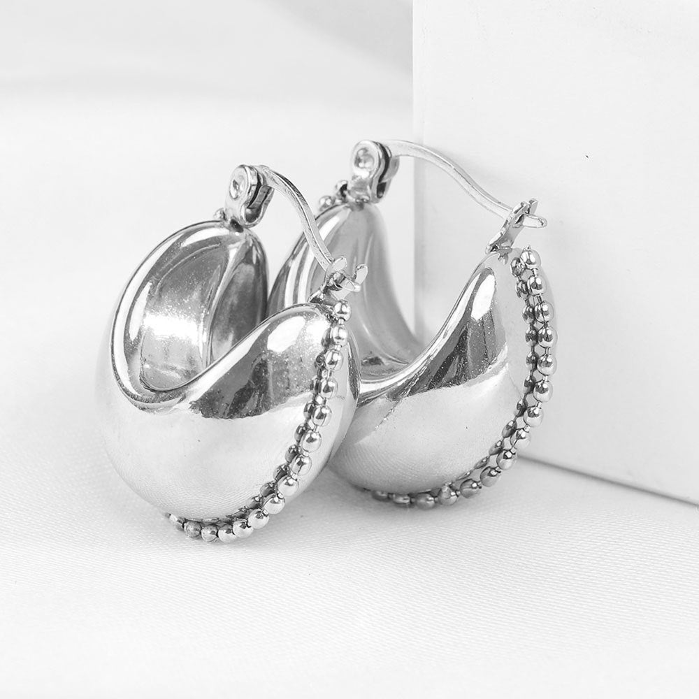 Wholesale Titanium Steel Earrings Thick Cylindrical C Shape Round Earrings  ACC-ES-ZhongZhe009
