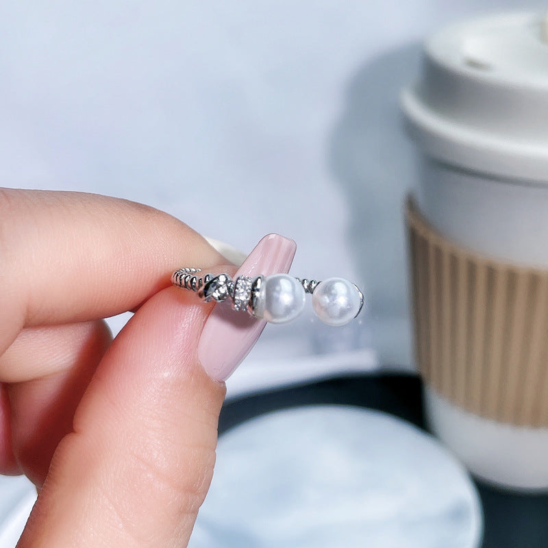 Wholesale Pearl  light luxury butterfly open ring