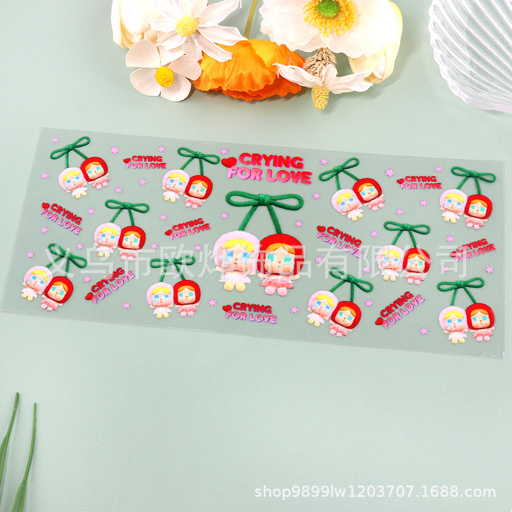 Wholesale 16oz cartoon transfer stickers,  crystal stickers,  tear-off crystal labels,  glass stickers