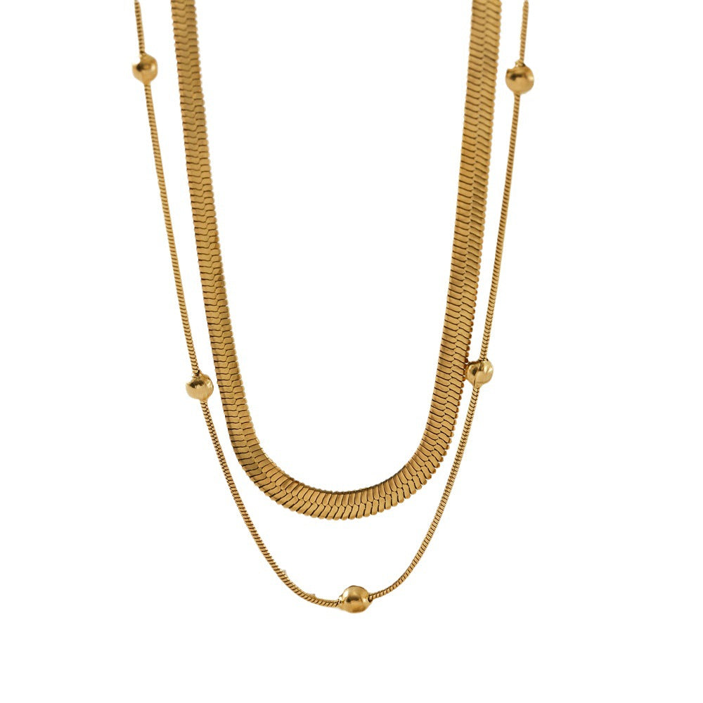 Wholesale Stainless steel double-layered necklace plated with 18K gold