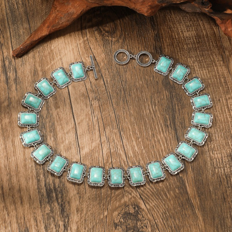 Wholesale bohemian Retro ethnic style turquoise necklace