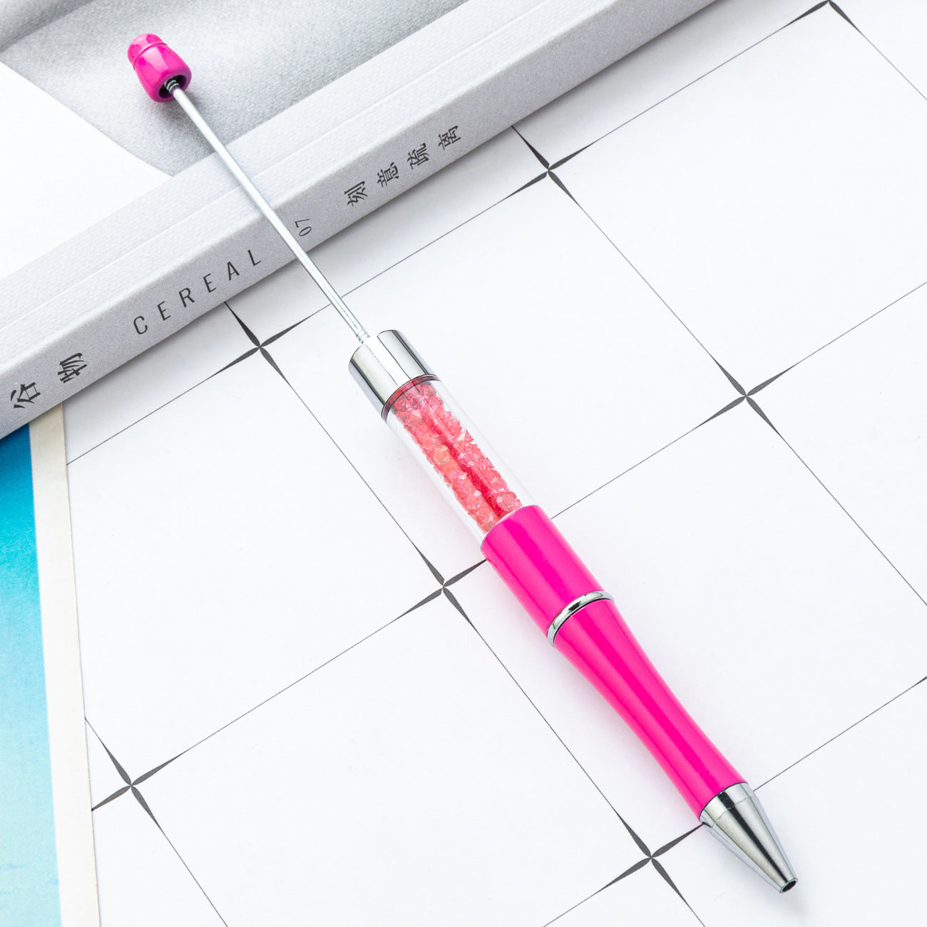 Wholesale DIY Crystal Beadable Pens Multi-Color Rotating Plastic Pen