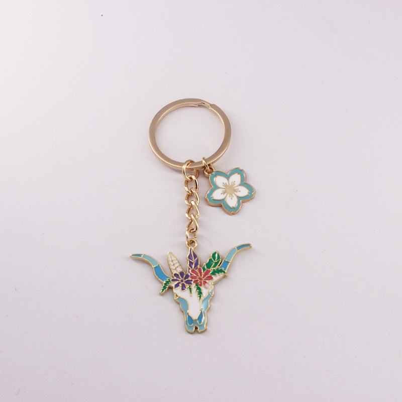 Wholesale Western Style Bull Head Wreath Alloy Keychain ACC-KC-QiChen003