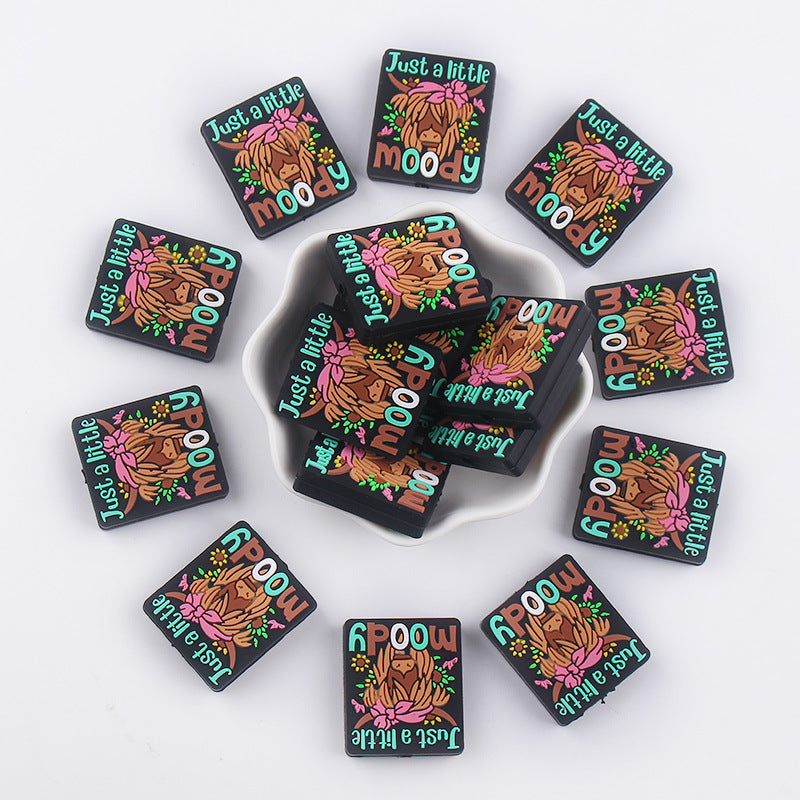 Wholesale 10pcs Cartoon Western Style Bull Head Silicone Beads Focal Beads DIY Beadable Pen Accessories ACC-BDS-GuangTian020