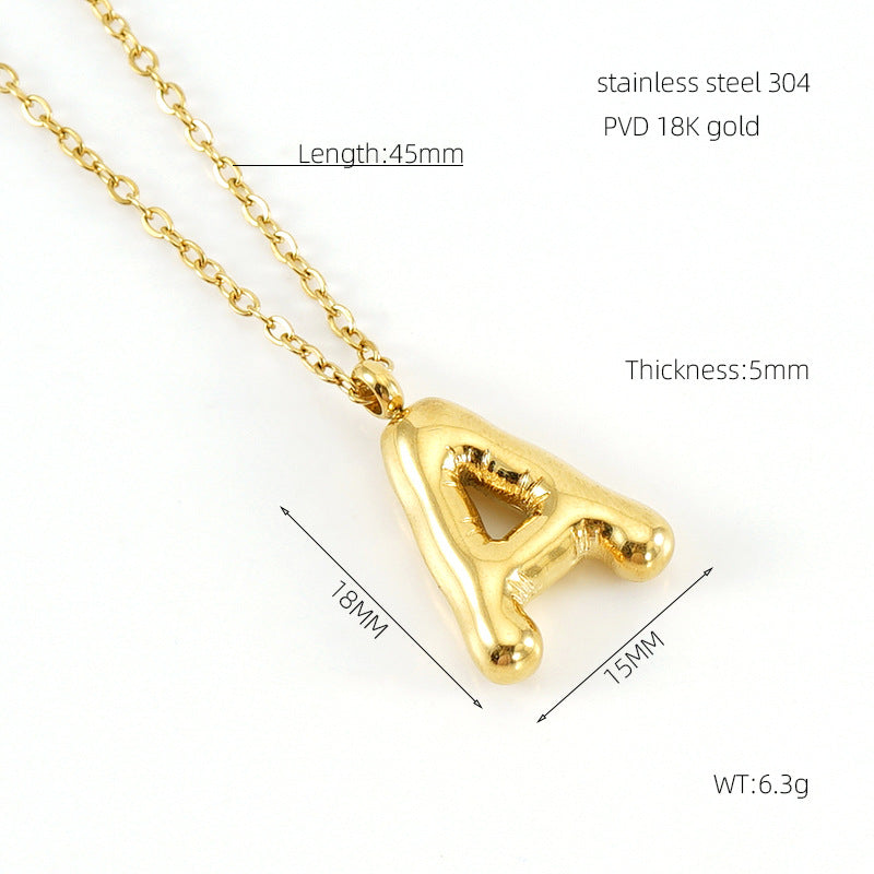 Wholesale Titanium Steel glossy bubble letter necklace