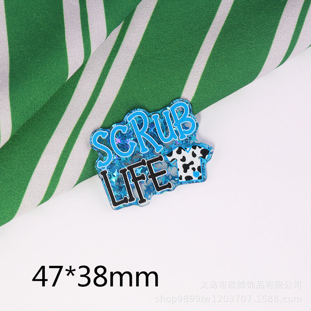 Wholesale 10pcs DIY Flatback Cartoon Medical Acrylic Flatback Badge Reels Retractable Keychain DIY Accessories ACC-FK-OuYe012