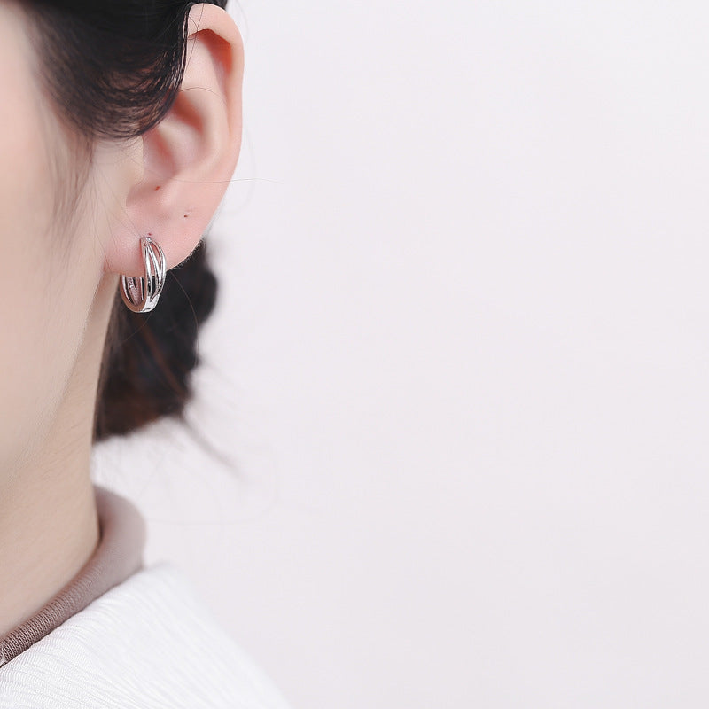 Wholesale S925 Sterling Silver Hollow-out Line Earrings