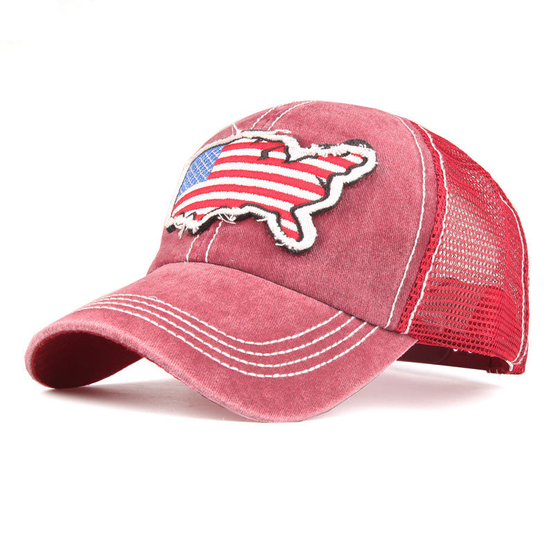 Wholesale American Flag Padded Embroidered Mesh Baseball Cap