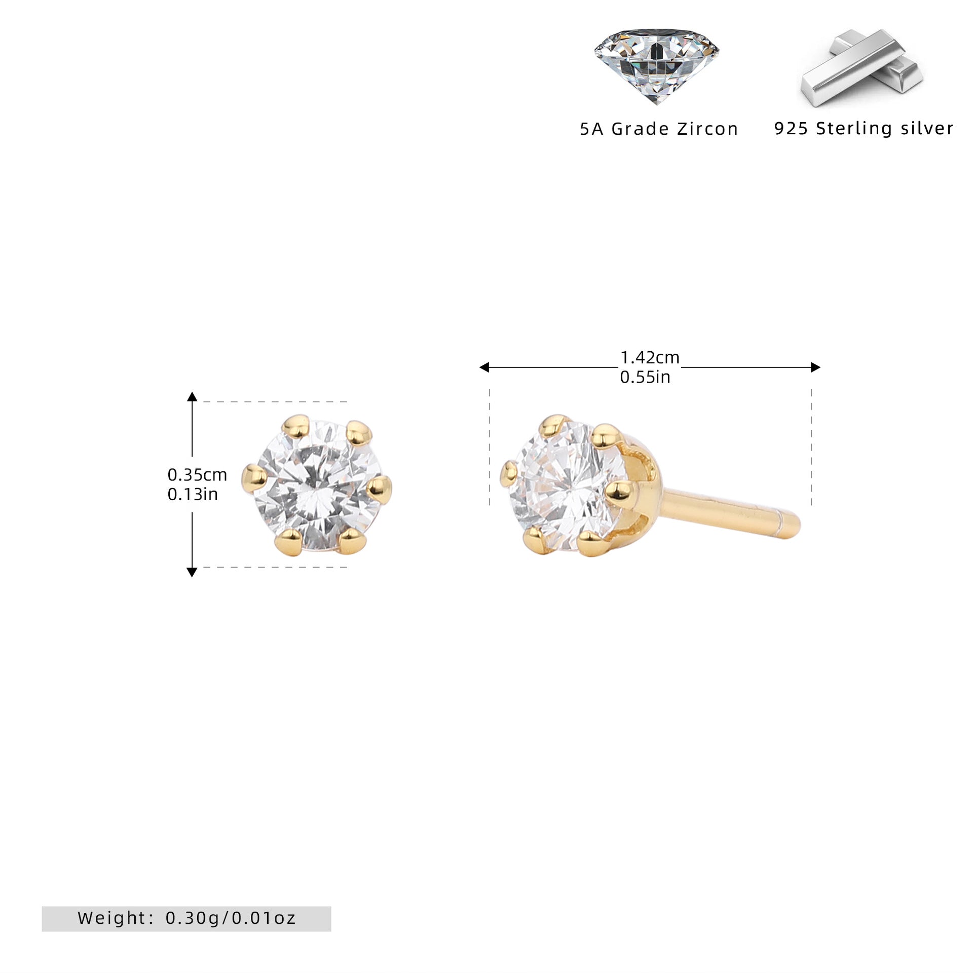 Wholesale s925 sterling silver earrings six-claw inlaid zircon earrings