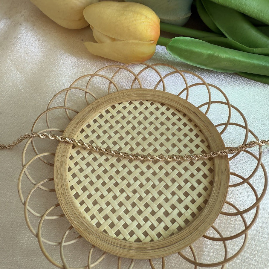 Wholesale Anklet Gold Twisted Snake Cross Chain Double Layer Anklet