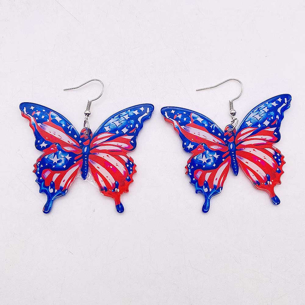 Wholesale Colorful 3D Butterfly Independence Day Acrylic Earrings ACC-ES-PengDao001
