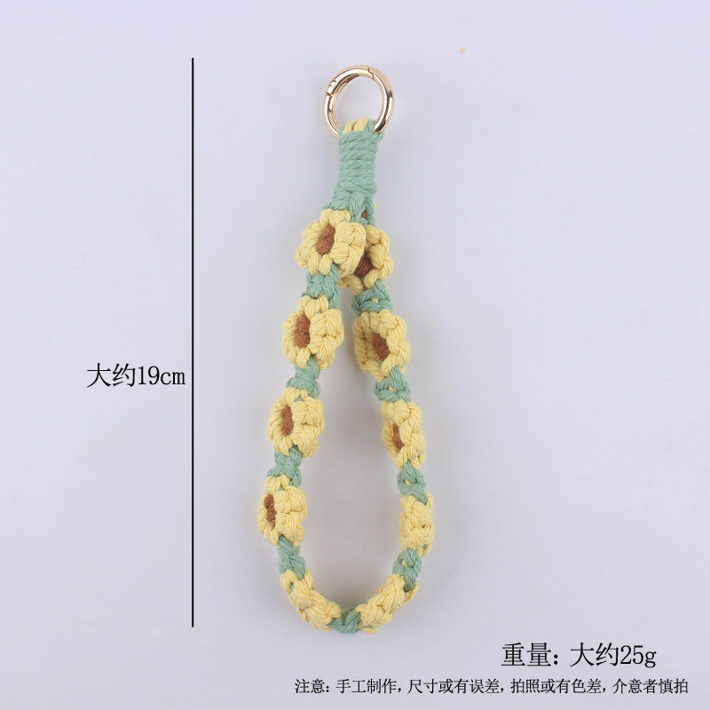 Wholesale Handmade Weaving Cotton Cord Daisy Keychain ACC-KC-GuangTian019
