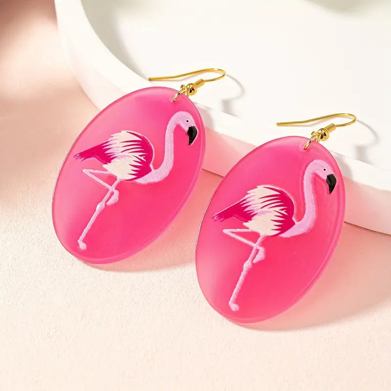 Wholesale  Acrylic Earrings Flamingo Pendant Earrings