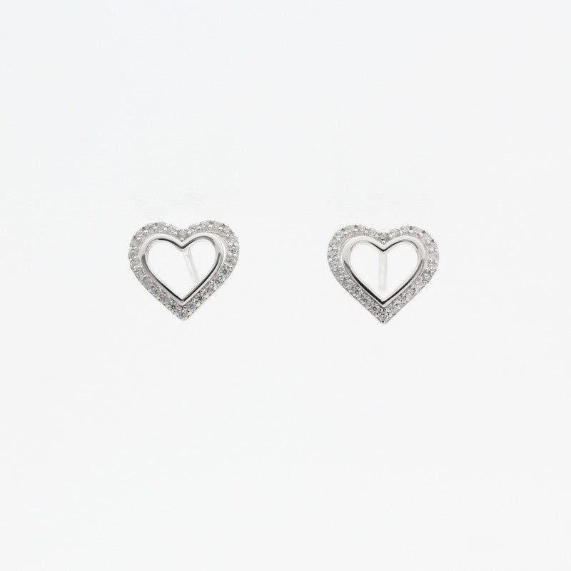 Wholesale S925 Sterling Silver Hollow Double-layer Love Earrings