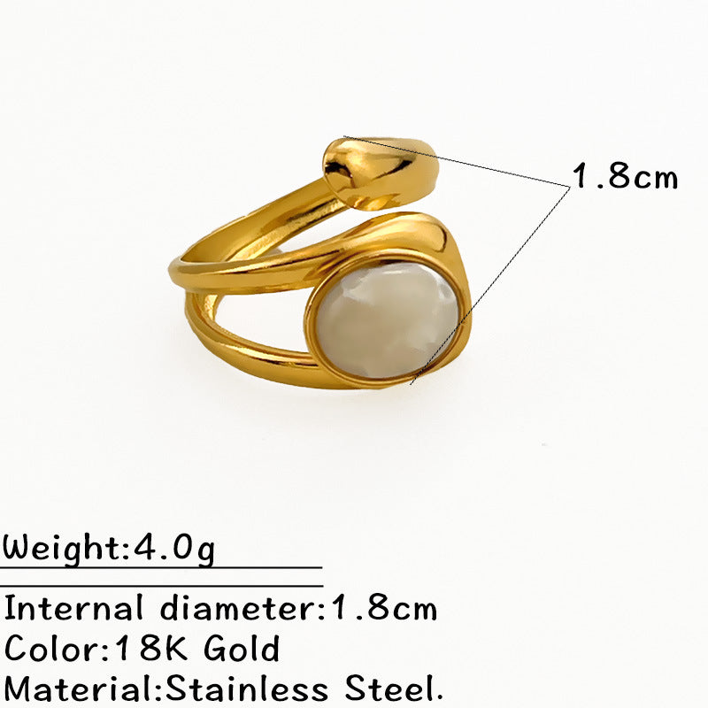 Wholesale Fashionable Titanium Steel Ring Inlaid with Natural Stone