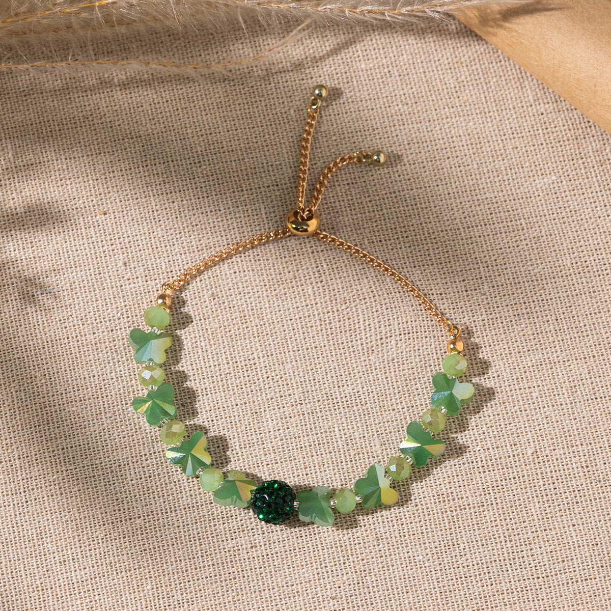 Wholesale Colorful gradient butterfly glass bead bracelet