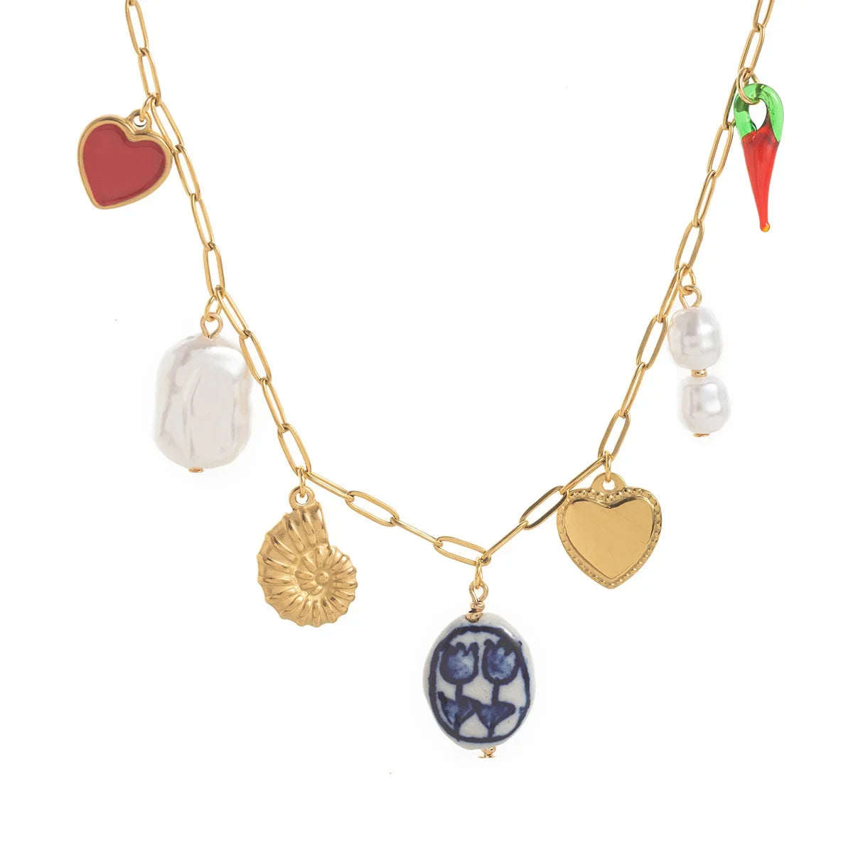 Wholesale Stainless Steel Shell Shaped Ocean Style DIY Pendant Necklace