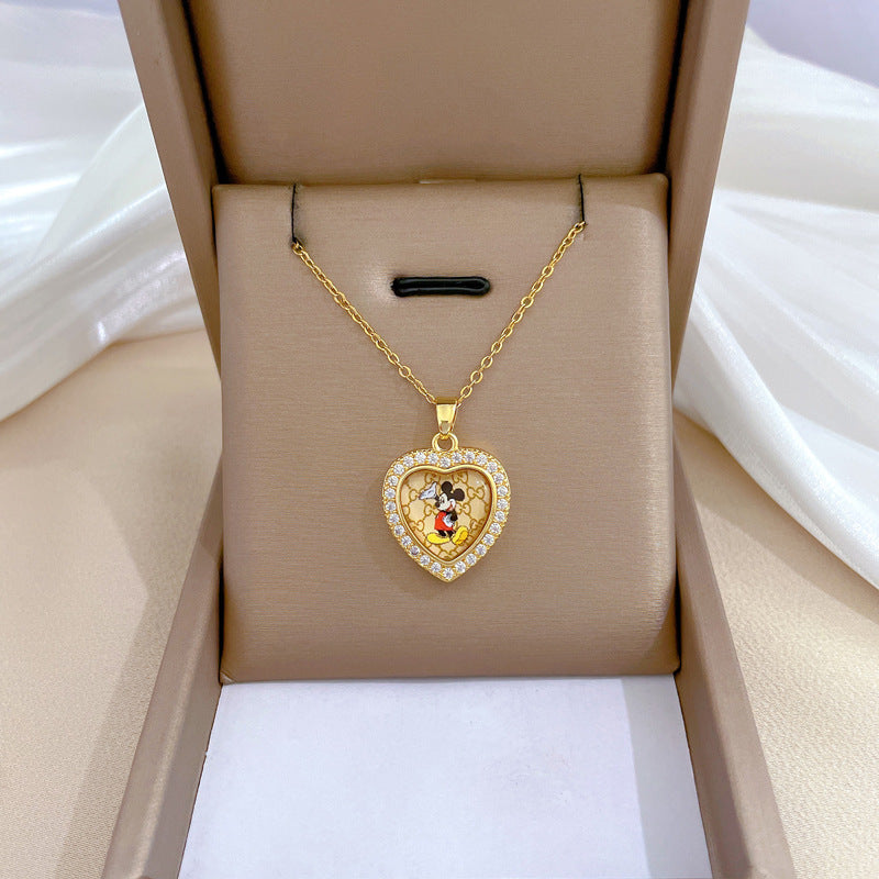 Wholesale Trendy Mouse Design Stainless Steel Pendant Necklace Fashion Jewelry Accessory Gift for Women