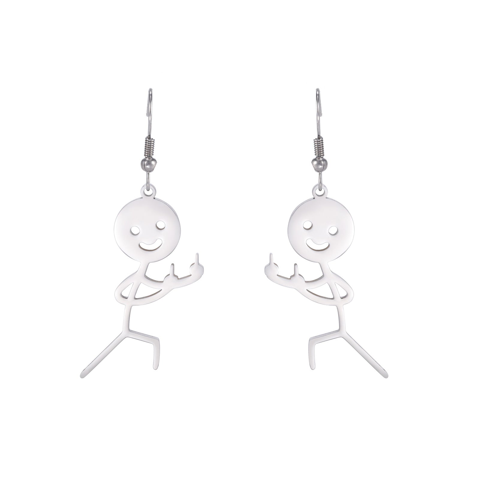 Wholesale stainless steel funny cartoon stickman earrings