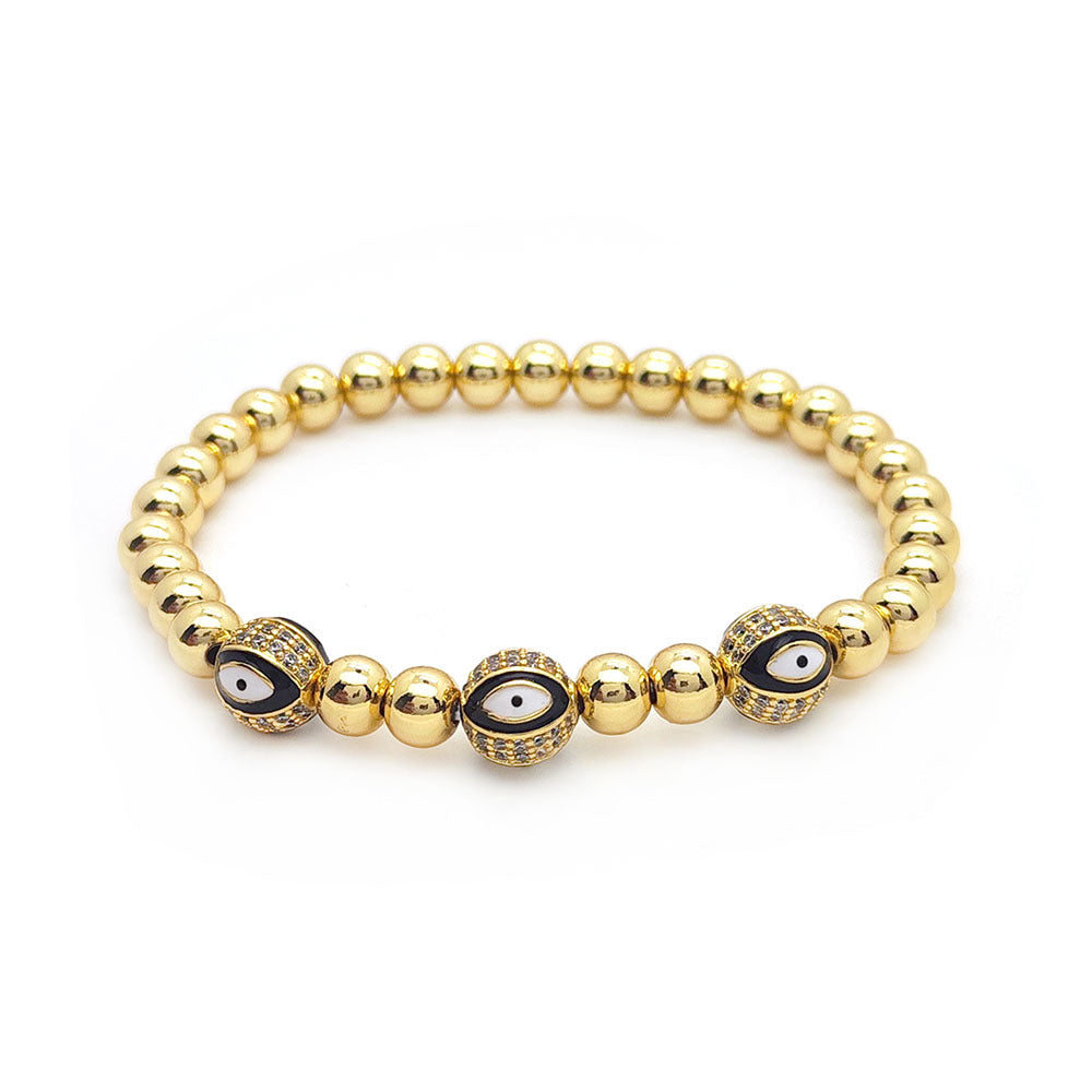 Wholesale 18K Gold Beaded Oil Dripping Devil's Eye Bracelet ACC-BT-Qiqi012
