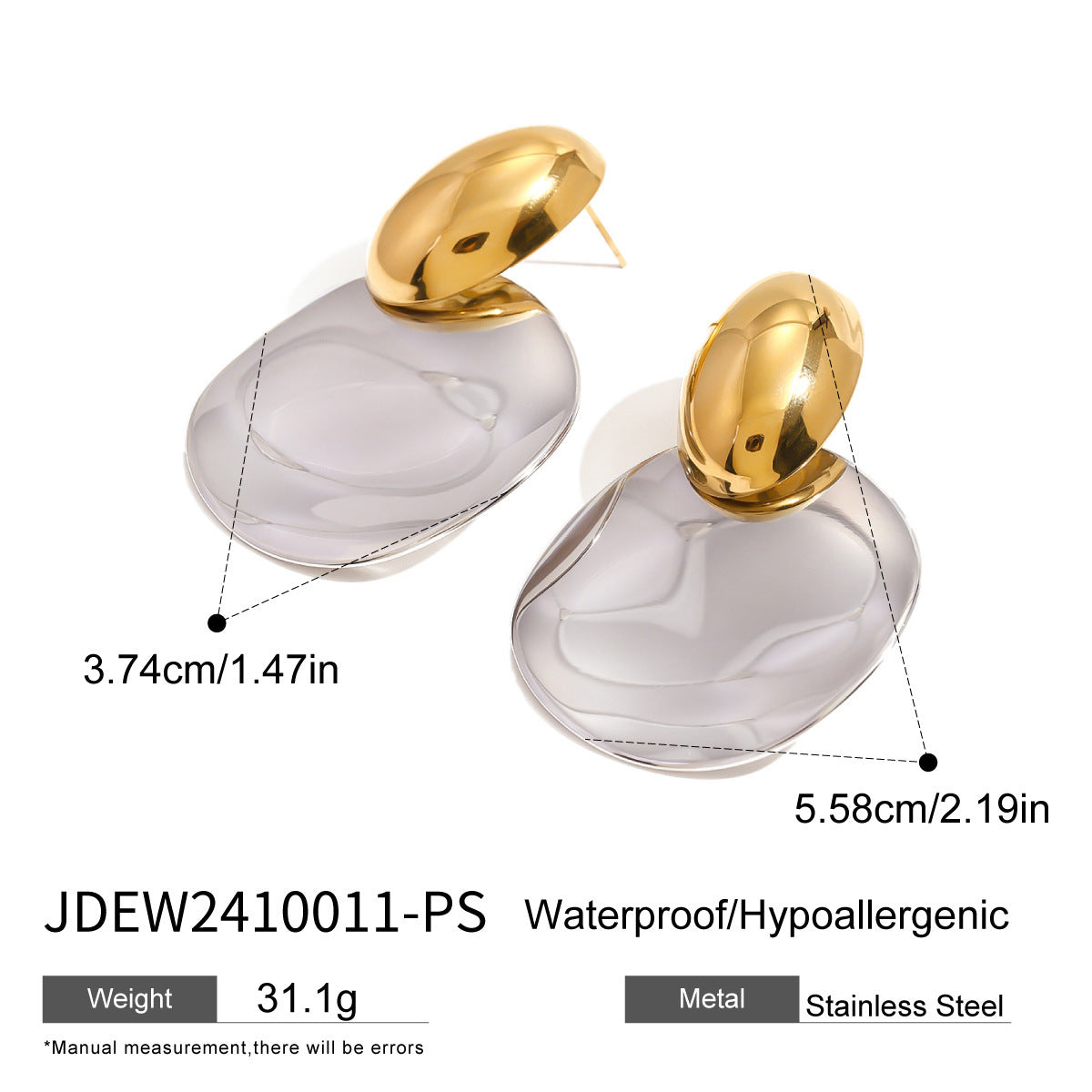 Wholesale  stainless steel color matching exaggerated earrings