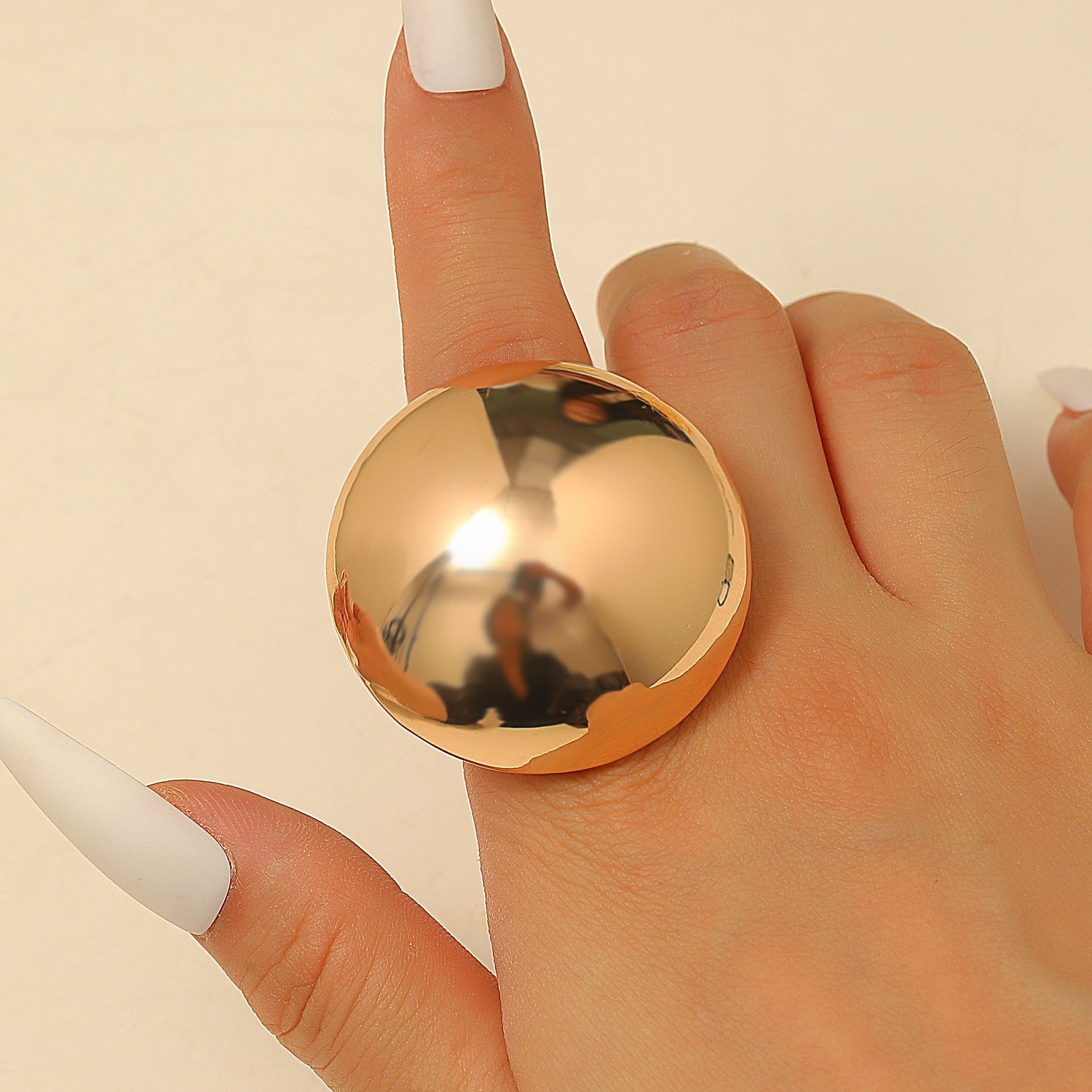 Anello irregolare da donna con linee geometriche in metallo con fiori e foglie all'ingrosso