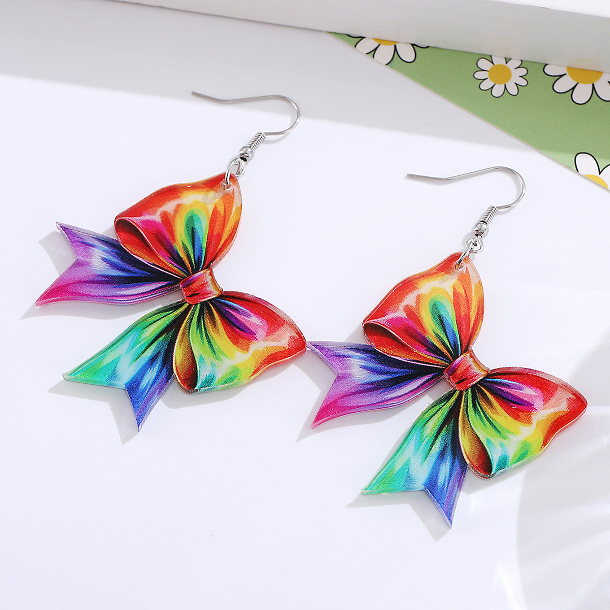 Wholesale Rainbow bow drop earrings