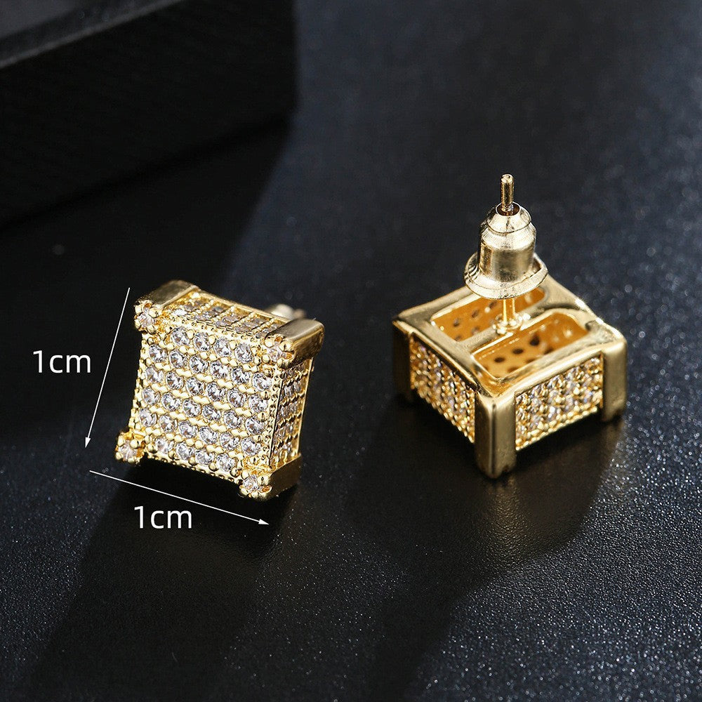 Wholesale hip hop full zircon micro boys earrings