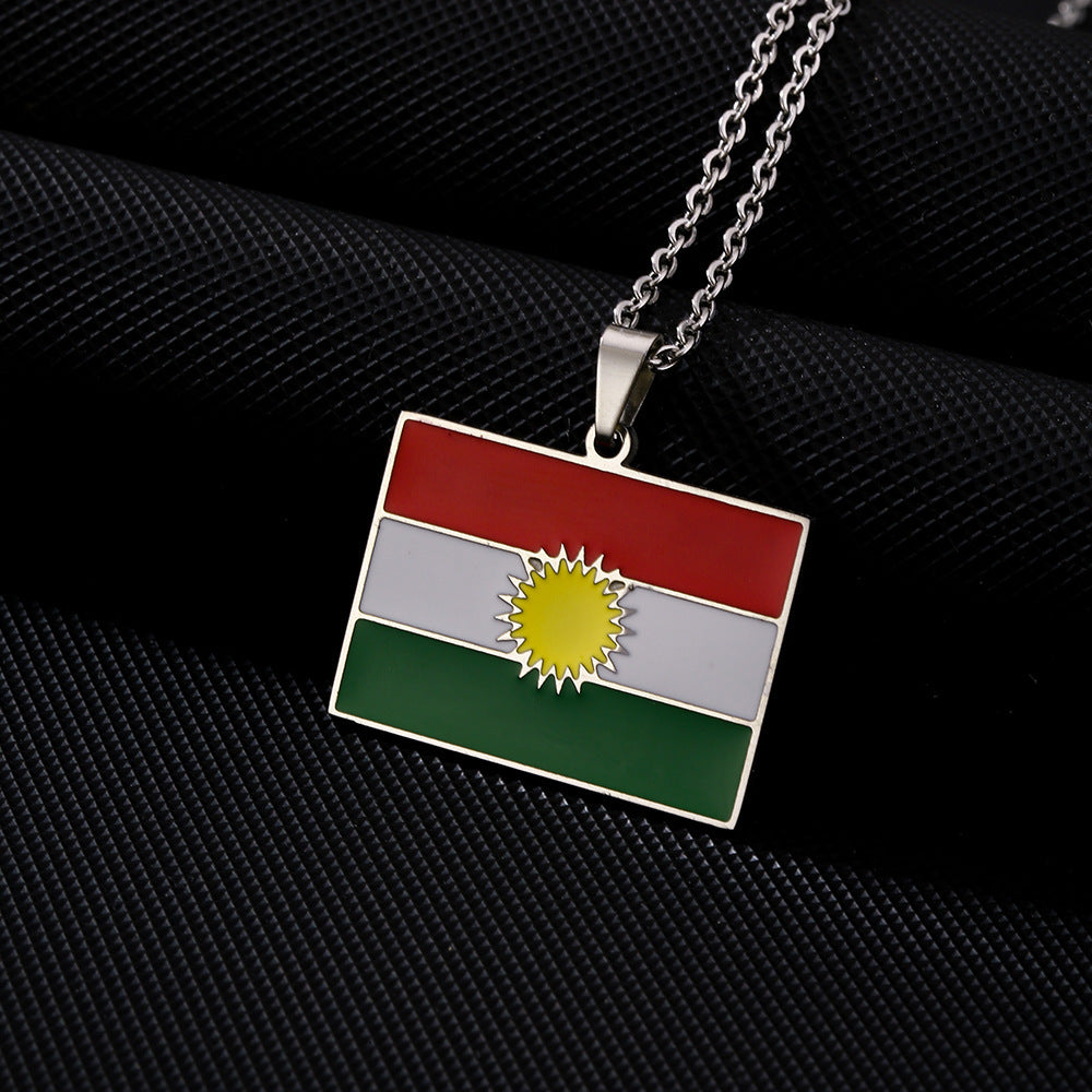 Wholesale Geometric Vintage Drip Oil Pendant Necklace Stainless Steel Jewelry Accessory