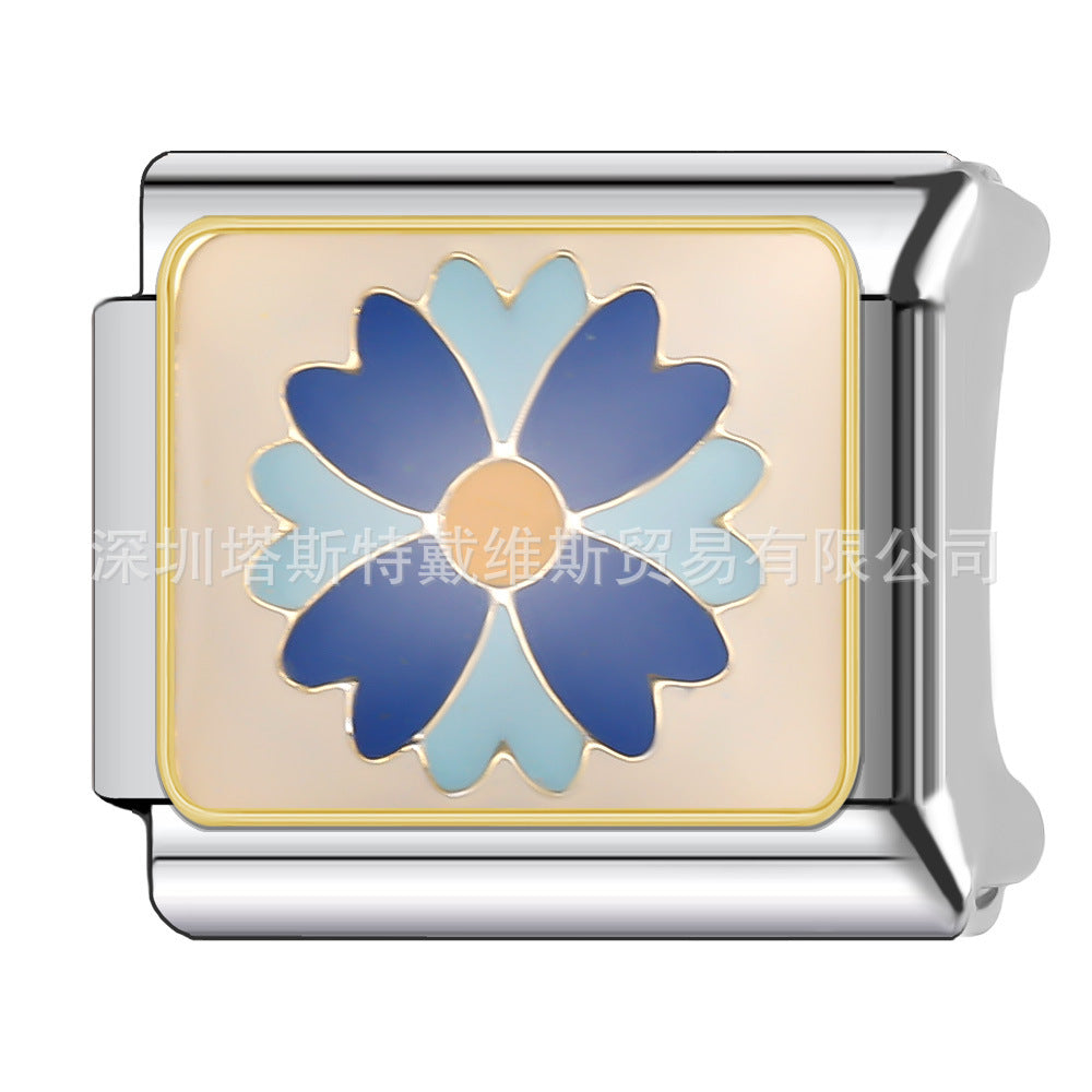 Wholesale 9mm Italian Charm Starter Bracelets DIY square Single Section Creative Stainless Steel Composable Bracelet