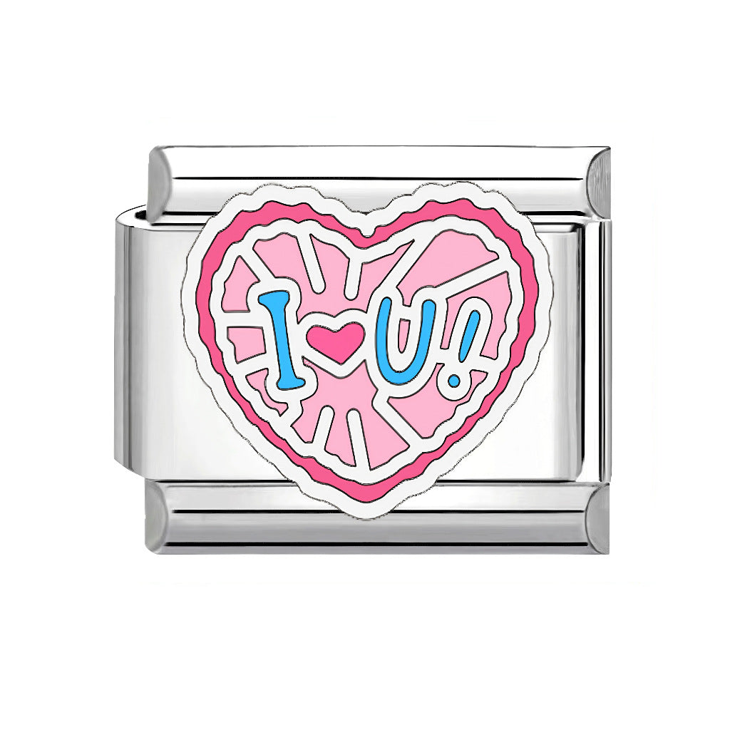 Wholesale Italian Charm Bracelet 9mm DIY Pink Element  Creative Stainless Steel Composable Bracelet