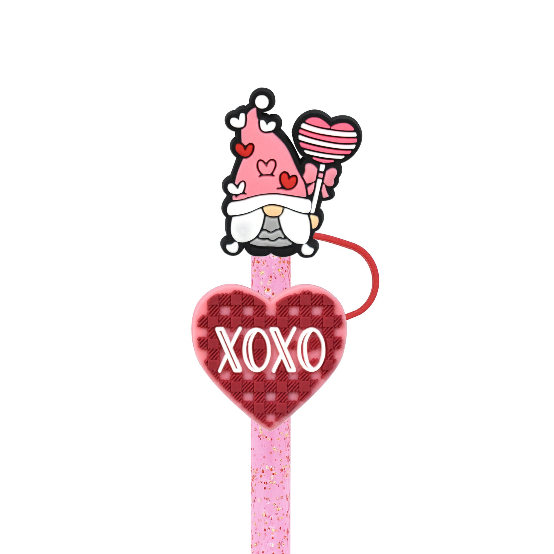 Wholesale Random 100pcs Valentine's Day Love Gnome 10mm Straw Buckle Soft Plastic Straw Decoration