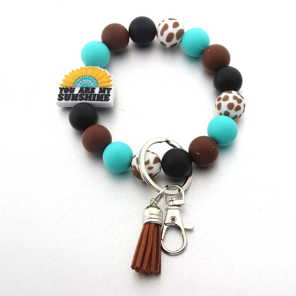 Wholesale Cartoon Western Style Silicone Beaded Wristlet Keychain ACC-KC-JinAn011