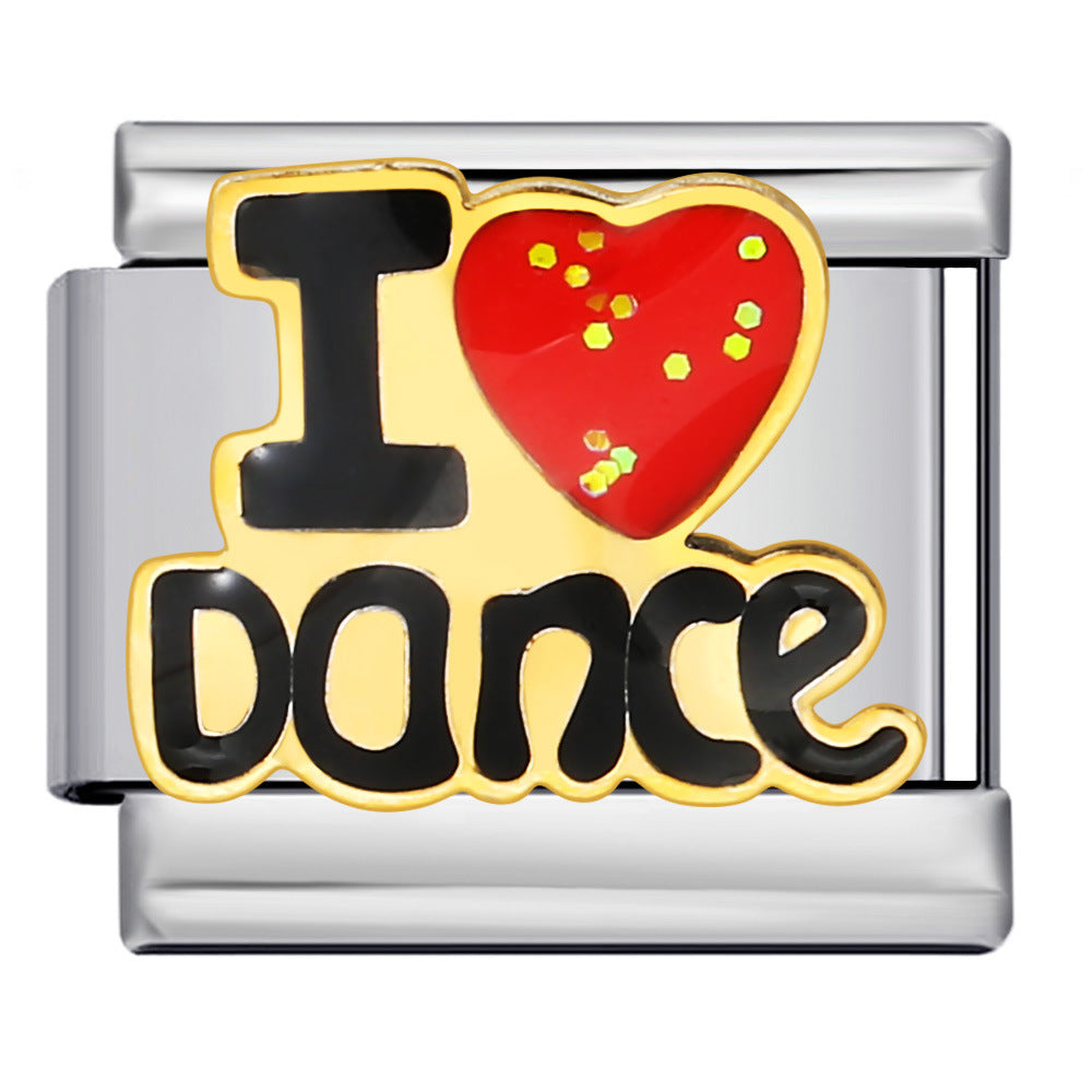 Wholesale Italian Charm Bracelet 9mm DIY Splicing Removable Personalized English Stainless Steel Composable Bracelet