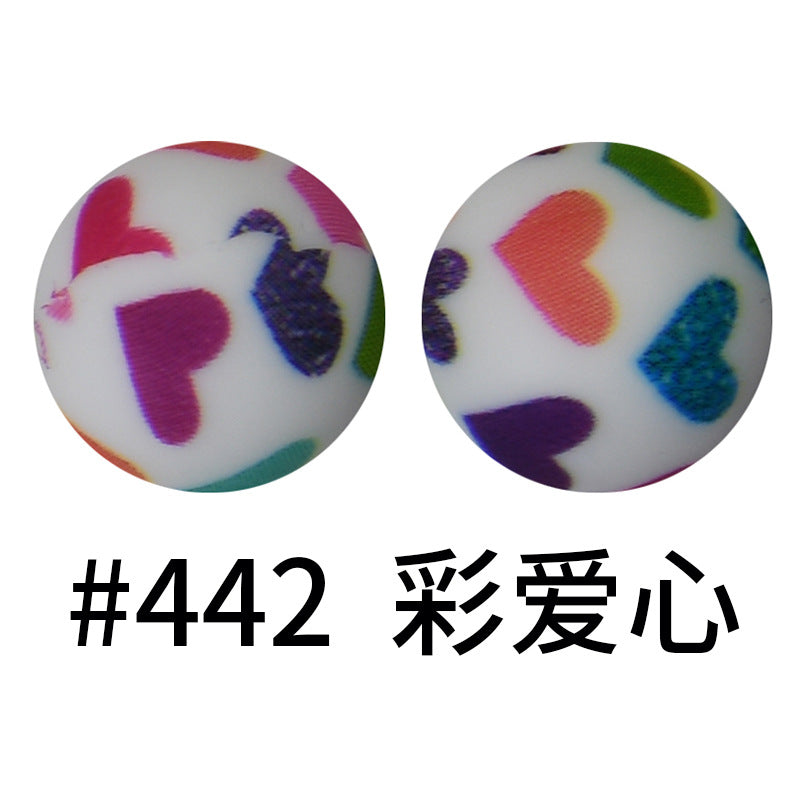 Wholesale 50pcs 15mm Western Style Leopard Skull Color Aztec Printed Silicone Balls Beads ACC-BDS-HeSheng002