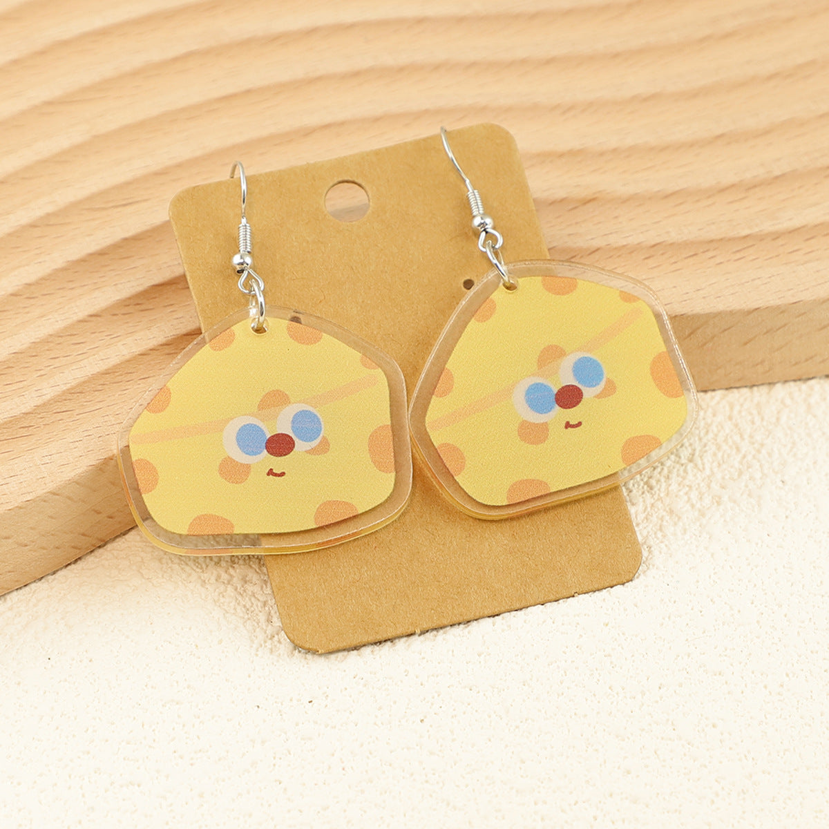 Wholesale Cartoon bread cake big eyes fruit apple cat acrylic earrings