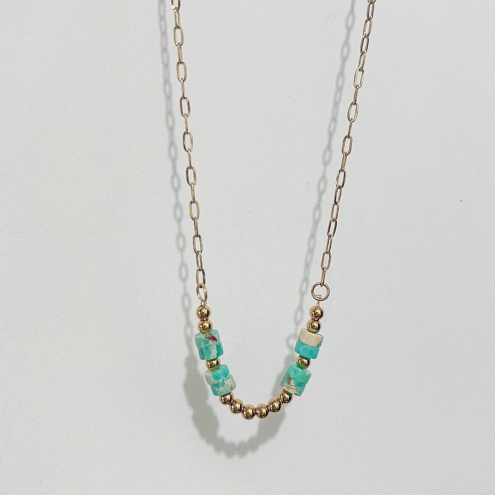 Wholesale Bohemian Bull Head Pendant Stainless Steel Natural Stone Necklaces ACC-NE-Youbi003