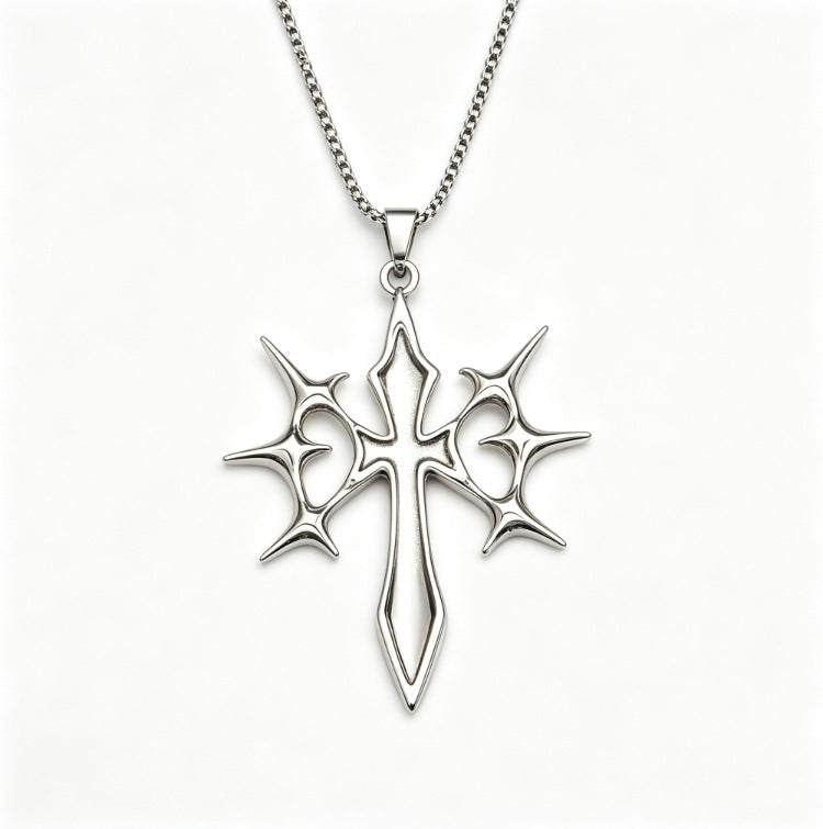 Wholesale Gothic Hip Hop Cross Necklace Silver Stainless Steel Men S Pendant Fashion Jewelry Gift