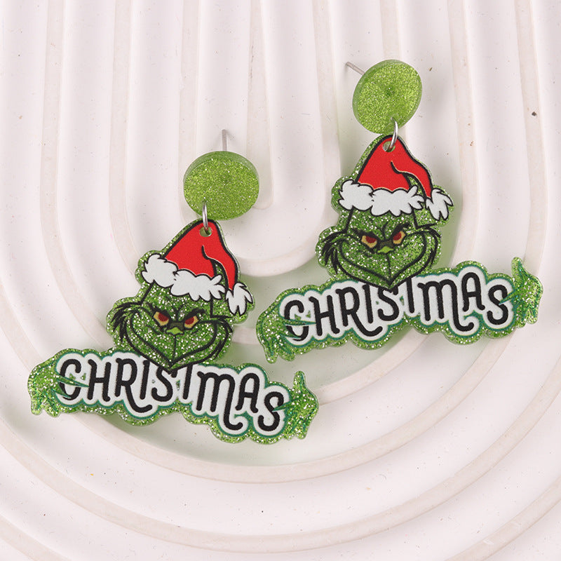 Wholesale Christmas Tree English Clown Acrylic Earrings