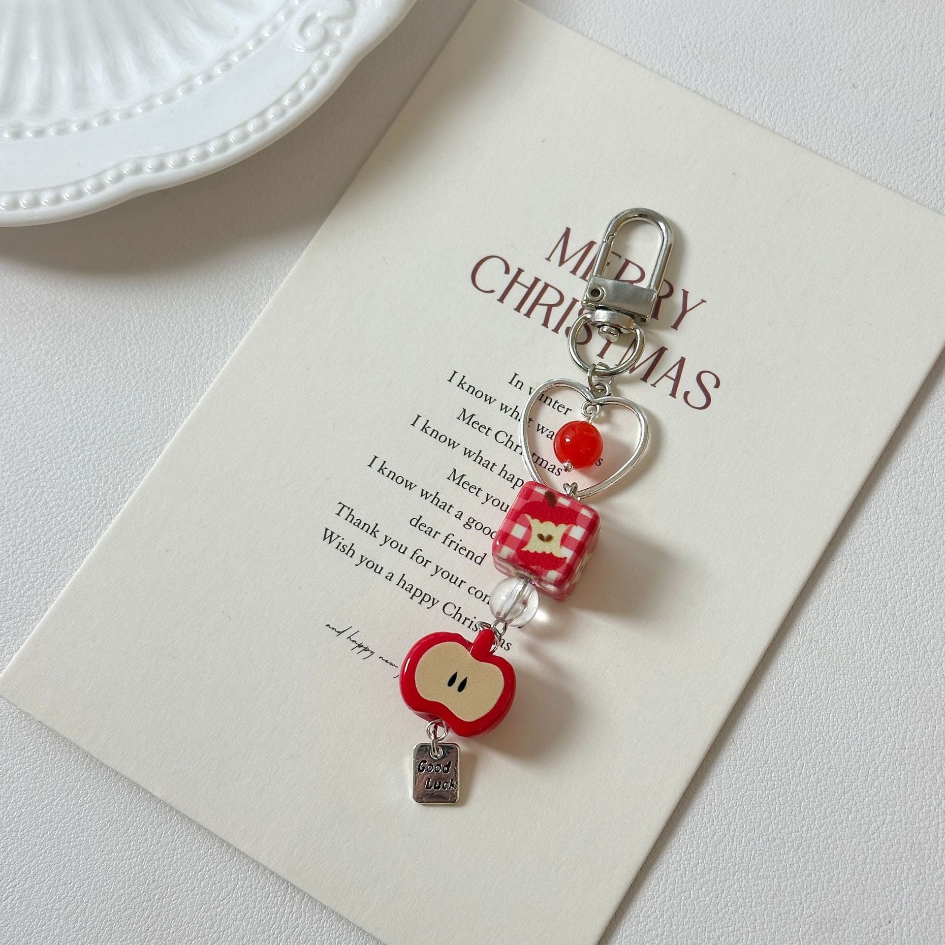 Wholesale  Strawberry Bow Beaded Keychains