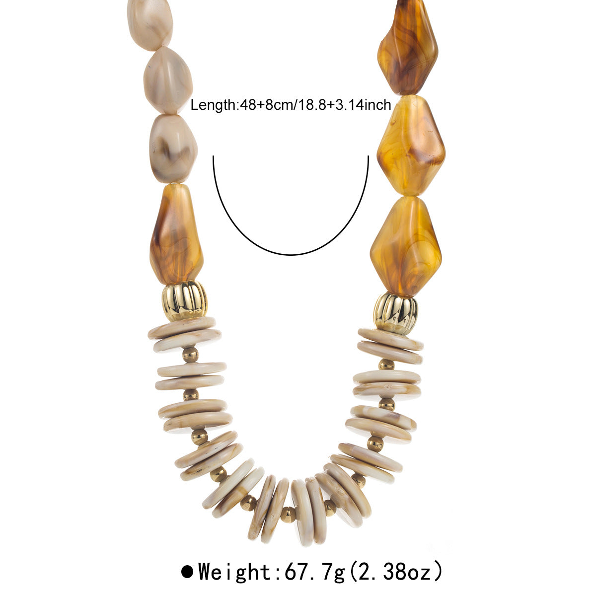 Wholesale  retro special-shaped resin beaded necklace  sweater chain